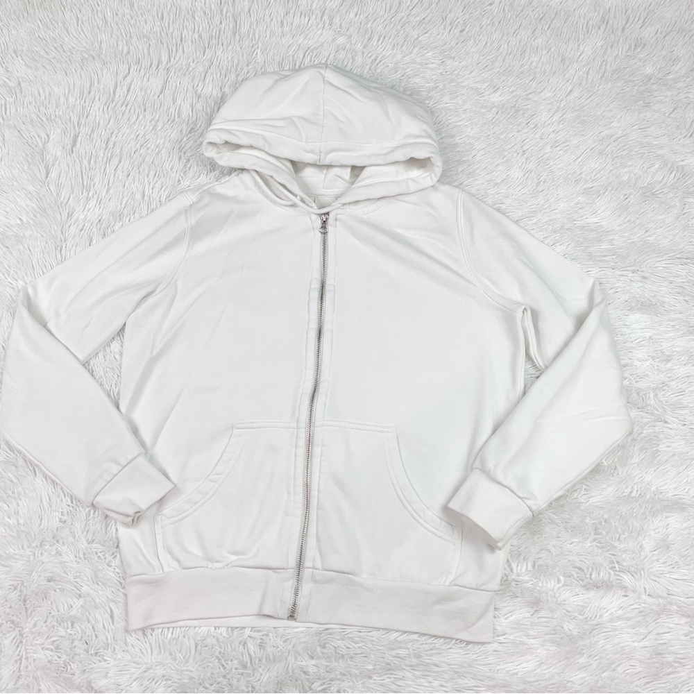 H&M long sleeve hooded full zip cotton jacket hoodie sweatshirt in white